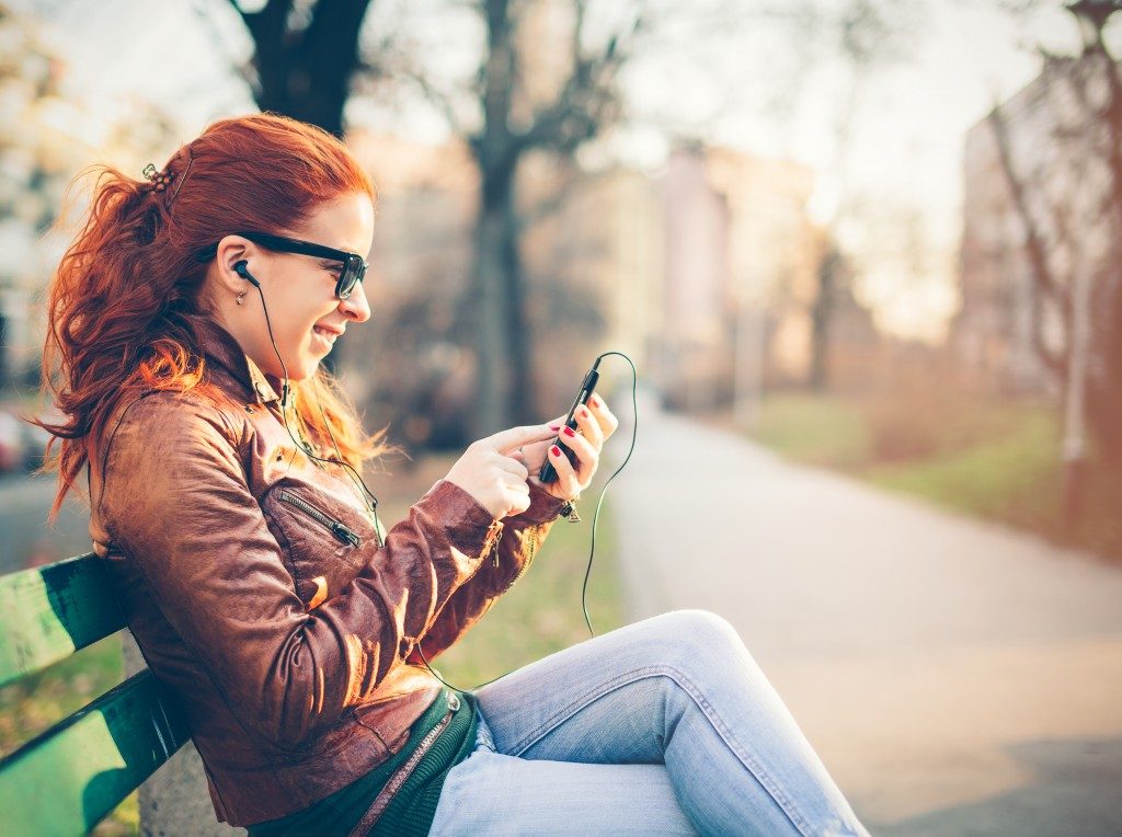 woman listening to music