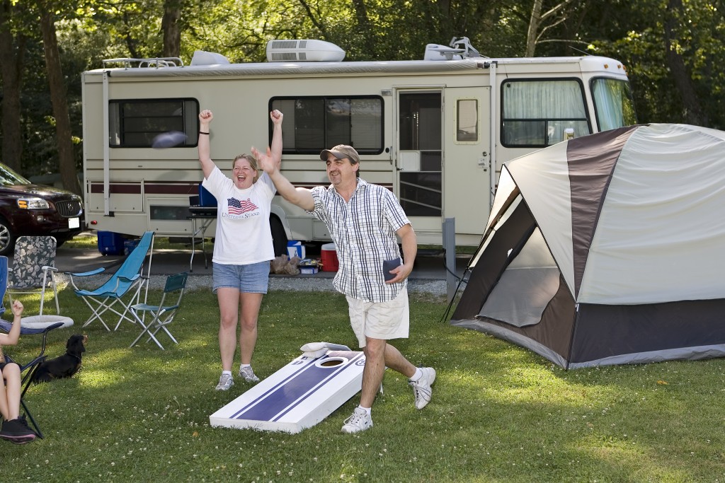 family with their camper van