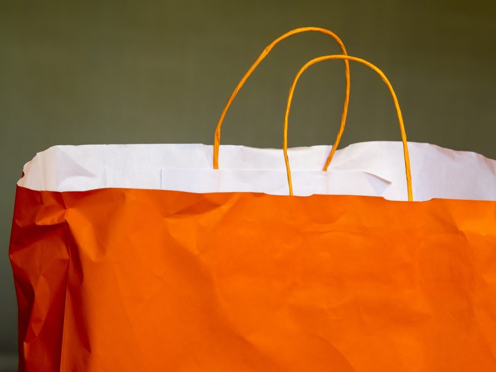 orange paper bag
