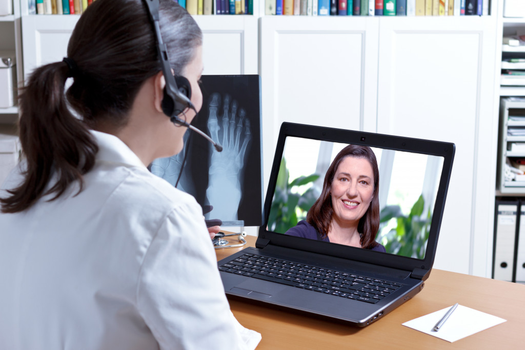 woman talking to someone online