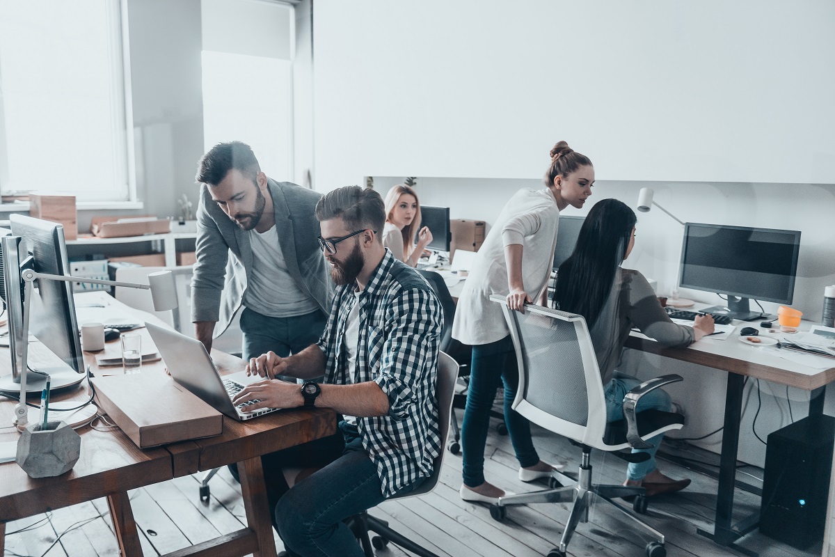 employees working at the office