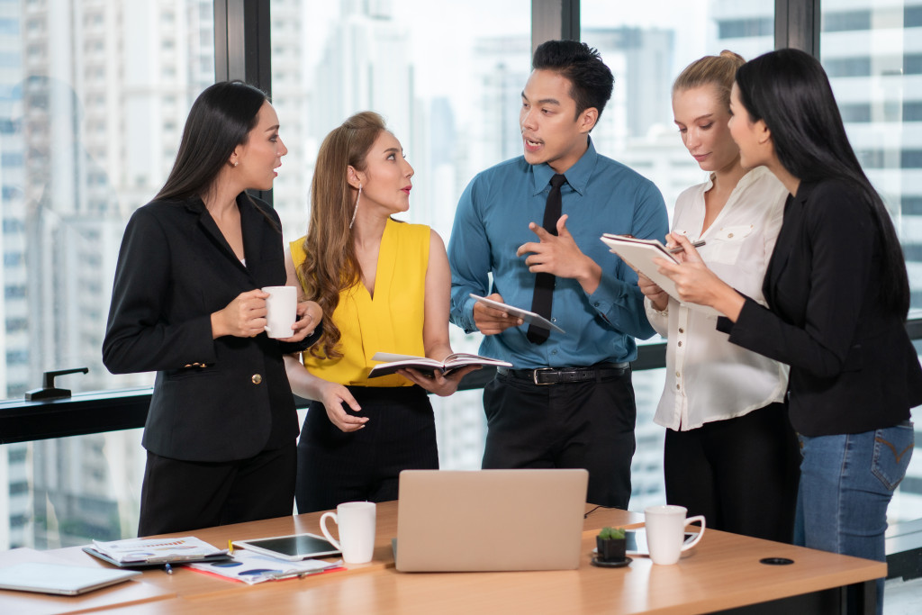 employees in a meeting