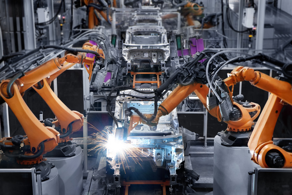 Robots in car manufacturing plant