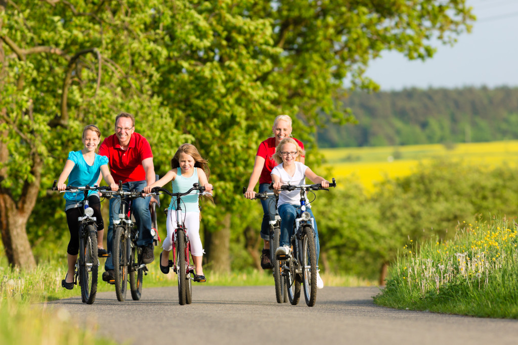 Extended family biking