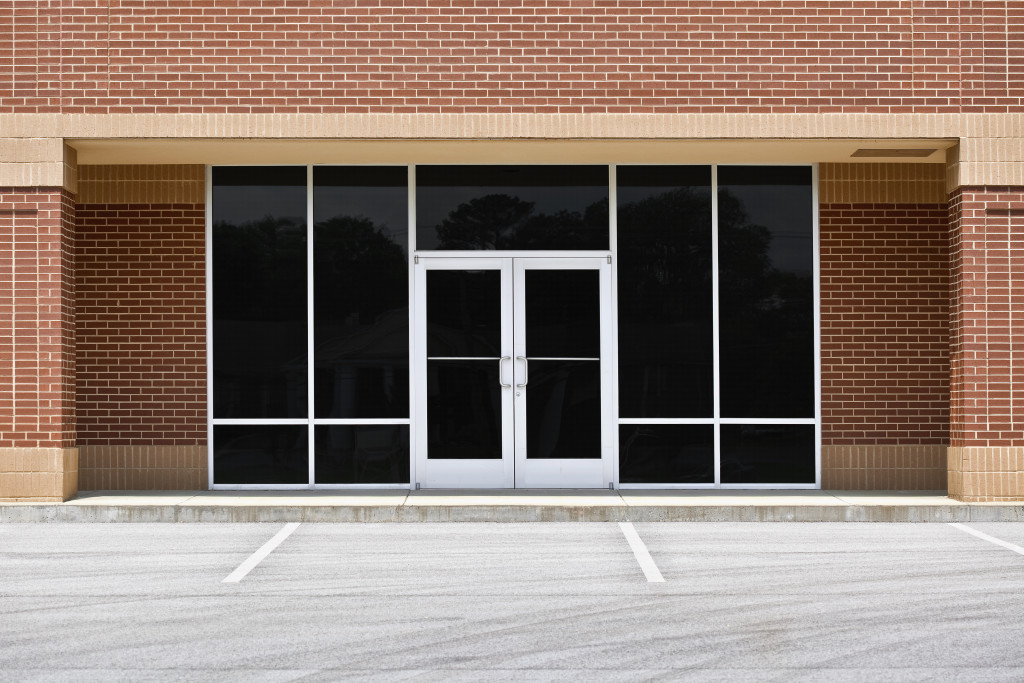 Unoccupied store in a contemporary strip mall.