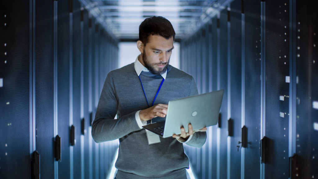 A man working on a laptop