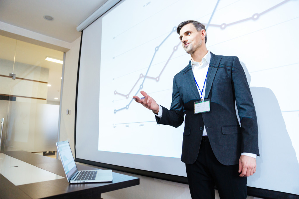 office presentation using a projector