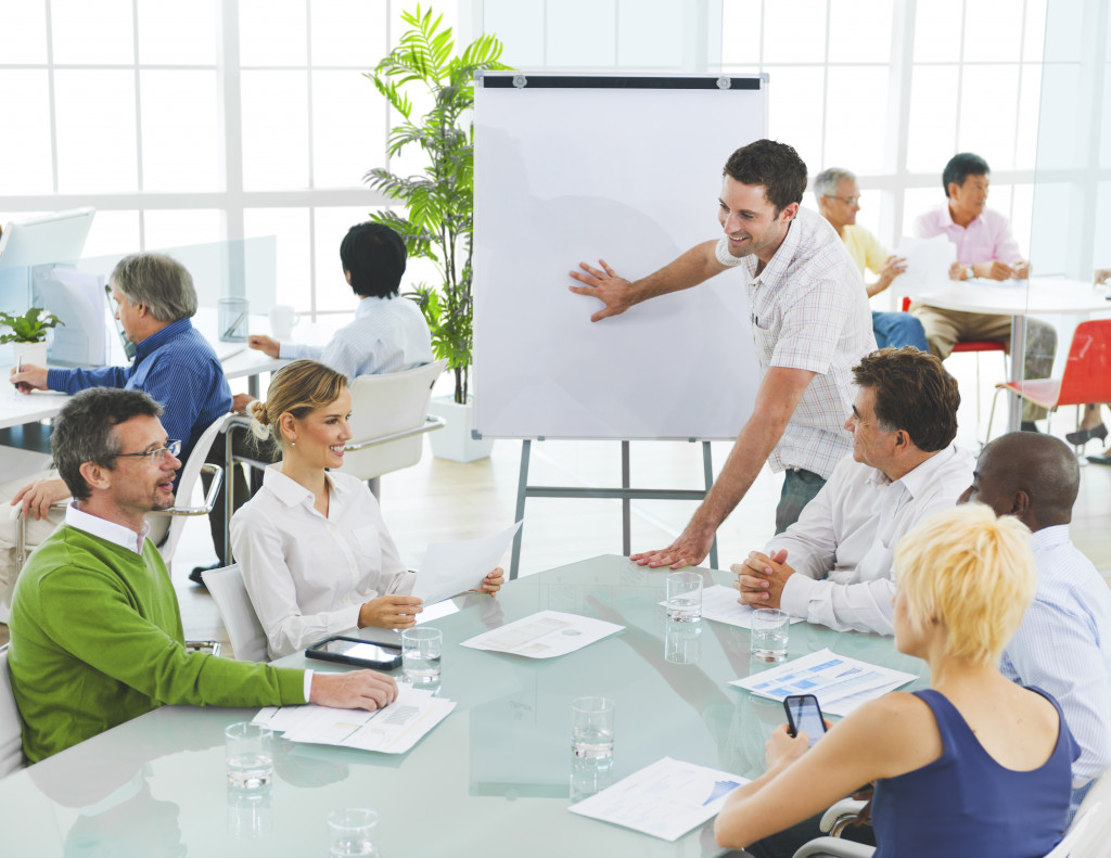 a team working on a business project