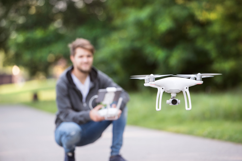 Drone with camera flying