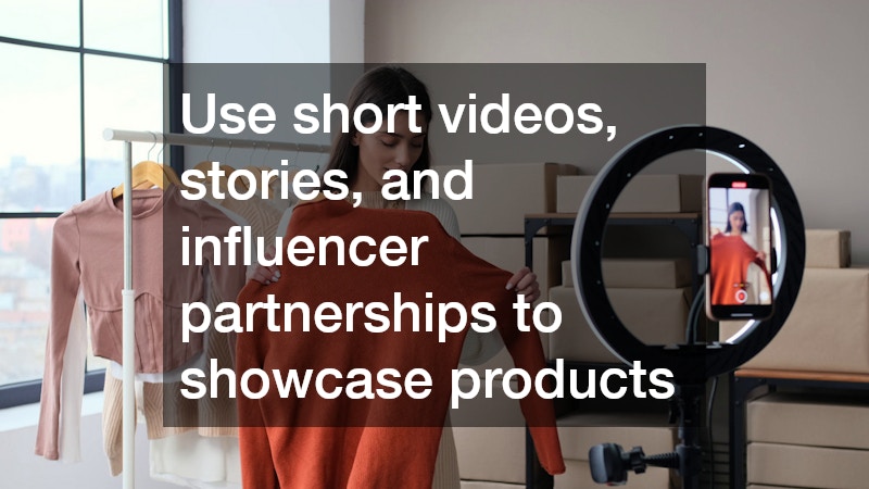 online seller showing off a brightly colored shirt to the camera, recording a promotional video